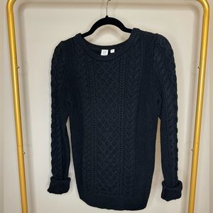 Black Chunky Crewneck Sweater